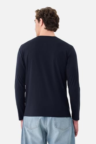 Image of SNITCH Men's T-Shirt | Regular Fit Henley Neck Full Sleeve Solid Pattern | Stretchable Rayon Cotton Spandex Blend Breathable Fabric for Casual & Everyday Wear