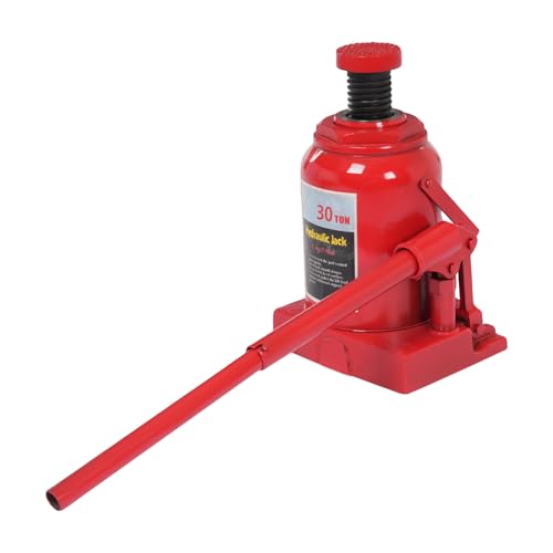 Subiudzzh 30 Ton/66 138 lb Hydraulic Bottle Jack Low Profile Welded Jack Heavy Duty Bottle Jacks with Safety Valve 17.32 inch Maximum Lifting Height for Car Truck Pickup Truck Auto Repair Red