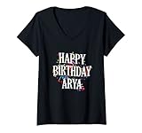 Photo Gallery donna happy birthday arya first name girls colorful bday maglietta con collo a v Photo Gallery donna happy birthday arya first name girls colorful bday maglietta con collo a v