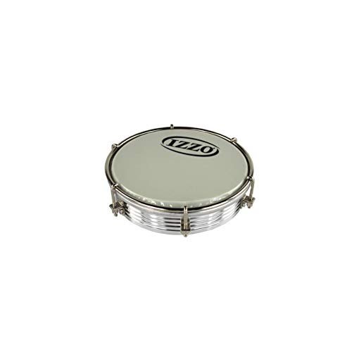 TAMBORIM 06 POL ALUMINIO ANODIZADO PRATA C/PELE LEITOSA IZZO