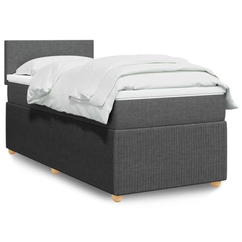 DYRJDJWIDHW Sommier à Lattes avec Matelas intégré Gris foncé 90x200 cm, Tissu Polyester, LED RGB, Surmatelas, pour Chambre Adulte et Studio, Confort et...