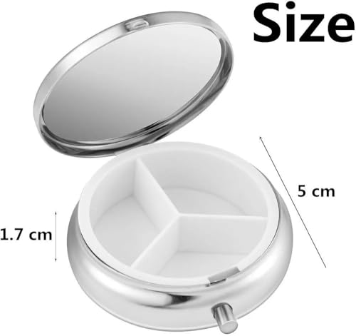 Image of Flowers Round Pill Box,3 Cell Plastic Insert,20 Pills Holding Capacity Button to Open,Mini Portable Portable Long-Term Storage Perfect for Carrying in Pockets,Wallets,Travel,Work