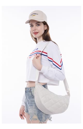 Image of Crossbody Bag Hobo Crescent Bag with Mesh Storage, Women Men Shoulder Purse Dumpling Bag Adjustable Strap (Z-beige)