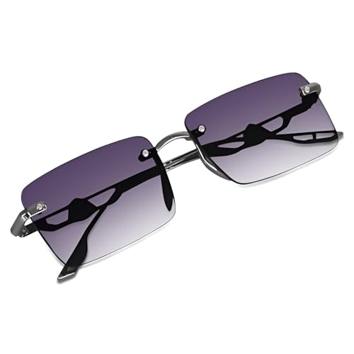 Image of IFLASH UV Protected Rectangular Rimless Sunglasses for Men and Women
