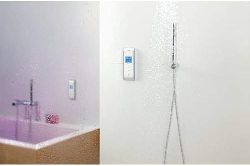Kohler K-527-1SN Digital Shower Interface in use with a showerhead and rainhead