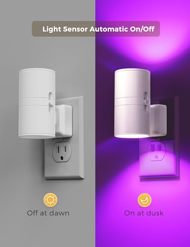 Image of L LOHAS LED Night Light, Night Lights Plug into Wall, Color Changing Nightlight RGB with Light Sensor, Home Decor for Gifts Holiday, Hallway Bedroom Kids Room, Christmas Halloween, 2 Pack