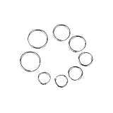 4 pares de aretes de aro de plata de ley con hélice, diámetro exterior: 8/10/12/14 mm de durabilidad