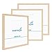 Produktbild PHOTOLINI Bilderrahmen 30x30 cm MDF-Holz Natur, 3er Set Posterrahmen, bruchsicheres Acrylglas, zum Aufhängen, extra Zubehör - für Fotos, Bilder & Poster