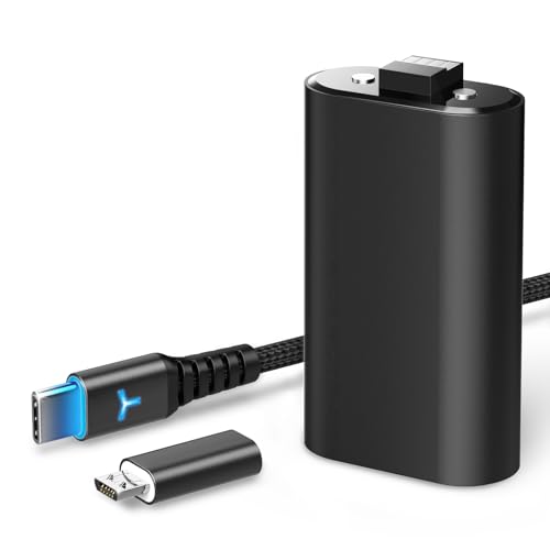 Batterie Manette pour Xbox One/Xbox Series X S avec 3M Câble Charge USB C et Adaptateur Micro USB Batterie Rechargeable Kit Play and Charge Xbox Accessoire, XBOX-SB02...