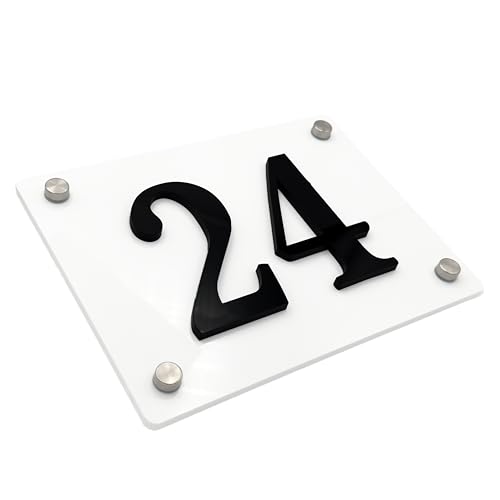 Hausnummer 3D aus Weiß Acryl – wetterfestes & langlebiges Hausnummernschild mit Tiefeneffekt | Minimalistisches Design mit hoher Sichtbarkeit für Privat & Gewerbe