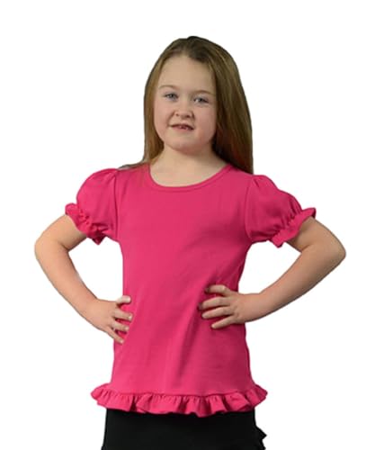 Image of Monag Kids Toddler Girls Short Sleeve Ruffle Tshirt, Blank Girls Ruffle Top, Solid Ruffle Shirts
