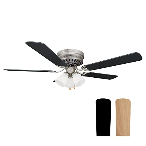Image of Design House Millbridge Hugger Ceiling Fan, 52 inch, Satin Nickel | , Ceiling Mount, Traditional, Steel, Fans, 157388-SN