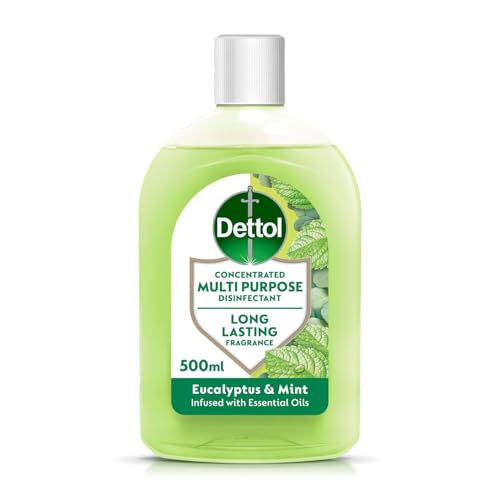 Dettol Multipurpose Concentrated Disinfectant Liquid Antibacterial Eucalyptus and Mint 500ml Long Lasting Fragrance with Essential oils No Harsh Residue Kills 99.9 Percent of Bacteria