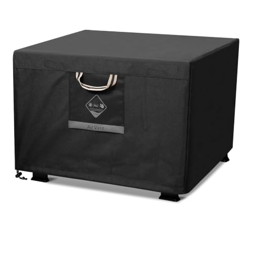 QH.HOME Fire Pit Cover Square Heavy Duty Fabric 100% Waterproof Fits Outdoor for 29 30 inch Fire Pit/Table Cover Gas Fire Pit Cover (30L x 30W x 24H Black)