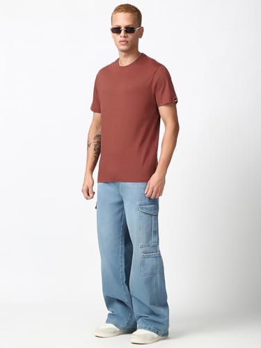 Image of Bewakoof Men's 100% Cotton Solid Regular Fit Half Sleeve Round Neck T-Shirt | Tshirt for Men Cotton| Casual Wear | Street Wear
