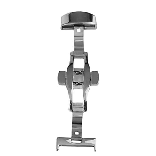 Preisvergleich Produktbild Swiftswan Edelstahl Push Button Butterfly Faltschließe für Leder Uhrenarmband Strap Silber (22mm)