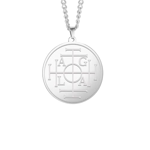 GZHENGZG Collane da Uomo e Gioielli da Donna Pentagramma tetragramma Ciondolo Collana Salomone Nome Dio Pentagramma magia Benedetto amuleto Gioielli Regalo