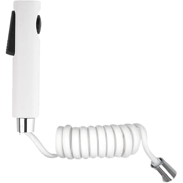CIPLA PLAST ABS Plastic Strong and Durable White Handheld Shower Heads Health Faucet for Bathroom Health Faucet - Spray for Toilet with Hose and Holder - Easy Grip