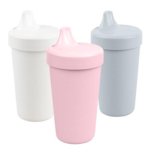 Re-Play Spill-Proof Sippy Cups - Reusable 10 Oz Set of 3, Dishwasher & Microwave Safe, Made in USA, Modern Pink