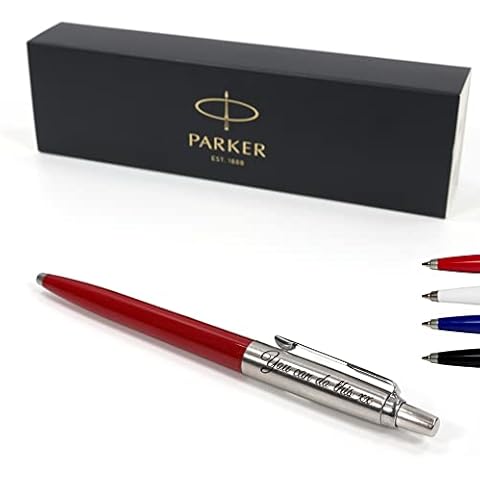 Personalised Custom Parker Jotter Pen + Gift Box | Design A Truly Unique Present | Laser Engraved - Red Cover