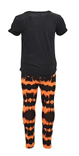 Image of Unique Baby 2 Piece Girls Printed Leggings Outfit with Short Sleeve Shirt Kid and Toddler Clothes Set