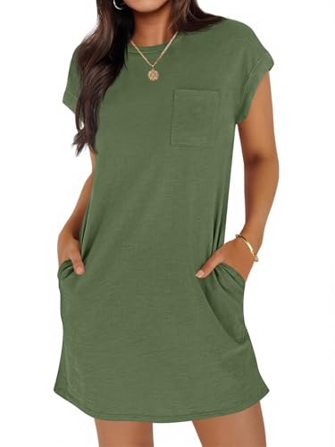 olive green t shirt dress Wenrine Women's Summer Mini Dresses Short Sleeve Sundresses Buy Lipsy Green Embellished Dresses: Midi it’s the perfect throw Size:Large 16.5