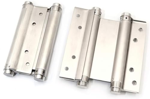 Paire de charnières à ressort double action en acier inoxydable pour porte de café 140 mm Argenté