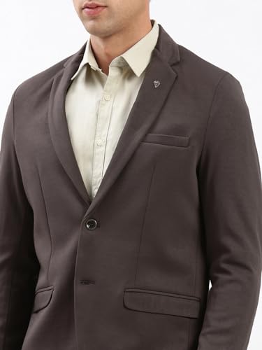 Image of SHOWOFFFF Men Solid Single Breasted Casual Blazer | Notched Lapel Full Sleeves Cotton Blazer for Mens | Slim Fit Regular Length Blazer for Men's