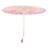 Angoily Paraguas Decorativo Clásico Asiático 82 Cm Seda Imitación Color Marfil para Mujer Accesorios Cosplay Danza y Fotografía Juego Artístico