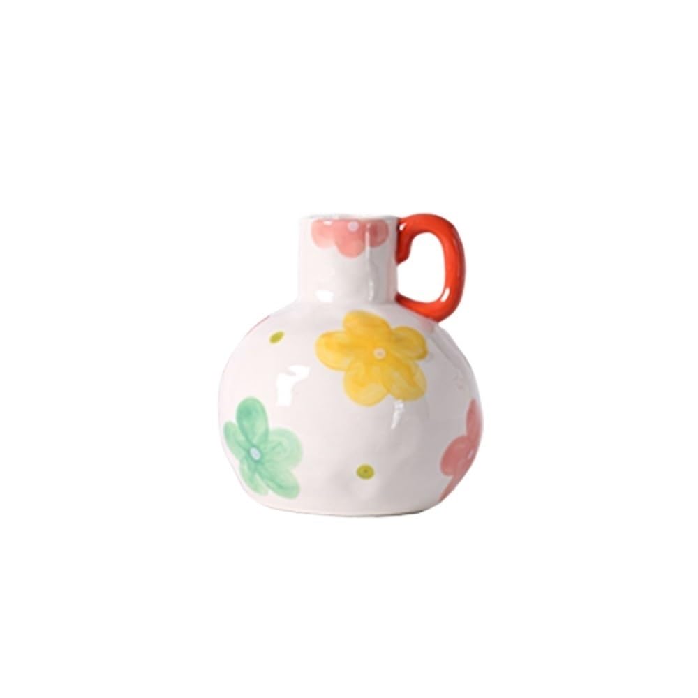 Vase fleur cute céramique rond pour arrangement floral salon