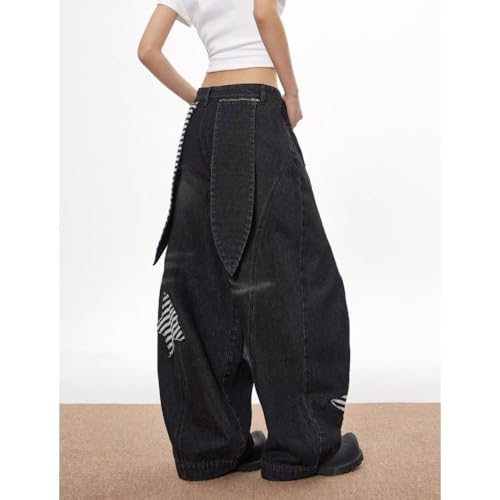 Retro High Street Detachable Star Bending Knife Jeans with Women's Design Sense Loose Wide Leg Pants4