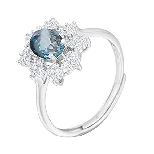 Bague Argent Femme,925 Sterling Silver Ring/Snowflake Fashion Blue Zircon Wedding Proposition Unique/Ustable Rings Jewellery Gifts for Boy Girl Men Womens Cover