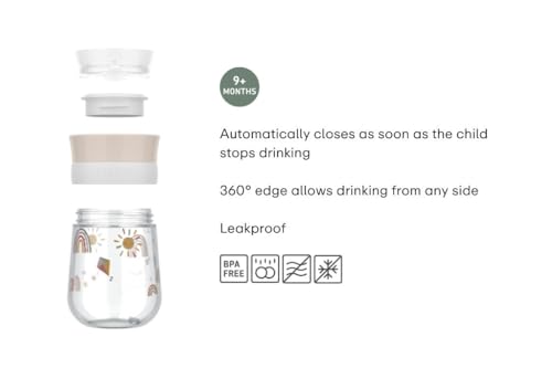 Mepal - Trinklernbecher 360° Mio - Auslaufsicher - 360 Rand ermöglicht das Trinken von jeder Seite - Intelligenter Deckel schließt sich, wenn das Trinken aufhört - 300 ml - Sunshine & Rainbow