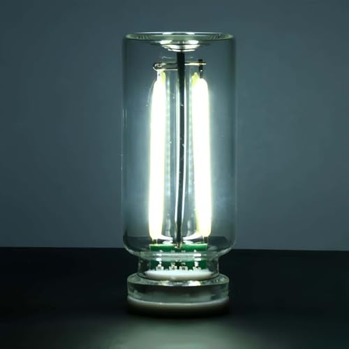 Snaptrol Vintage USB Touch Lamp, Dimmable Table Lamp with Glass Base - Portable Mood Lighting for Bedroom, Car, Camping, Night Light, Emergency Light, Gift Idea (White)