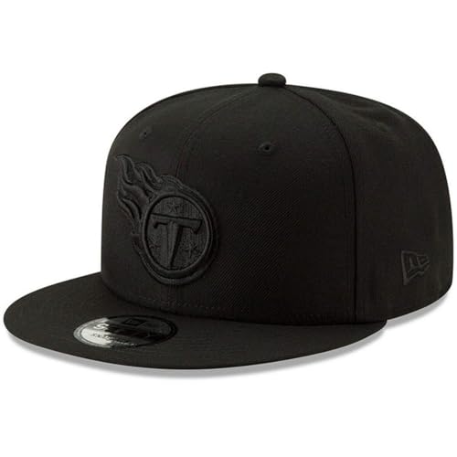 New Era NFL 9FIFTY Black On Black Adjustable Snapback Hat Cap One Size Fits All (US Alpha One Size Tennessee Titans)