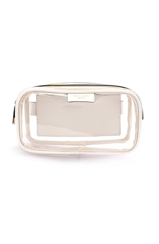 kate spade new york Women's Leather Belt Bag, Removable Zip Pouch for Hands-Free Carrying & Travel, Clear/True White, L/XL