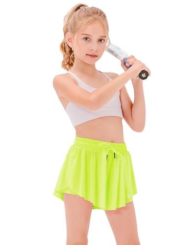 Image of Stelle Girls Flowy Shorts with Pockets Athletic Running Skirt High Waist Butterfly 2 in 1 Sports Short 5-16 Years