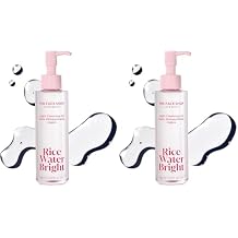 The Face Shop Rice Water Bright Light Facial Cleansing Oil, Daily Makeup Remover, Oil Cleanser, Vegan, Korean Skin Care with Jojoba Oil, Face Pore Cleanser, 150ml Pack of 2