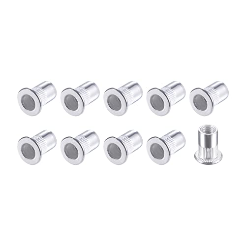 METALLIXITY Rivet Écrous (M6) 25pcs, Aluminium Alliage Moleté Corps Filetage Inserts Écrou - pour Meuble Mécanique Fixations, Argent Ton