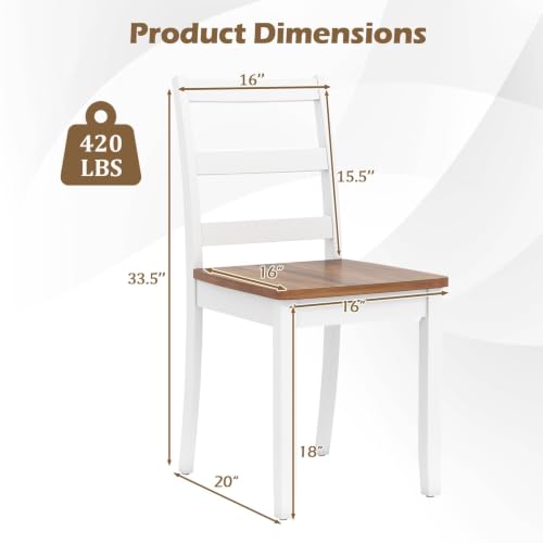 Image of COSTWAY Dining Chairs Set of 4, Mid-Century Modern Wooden Chairs, White