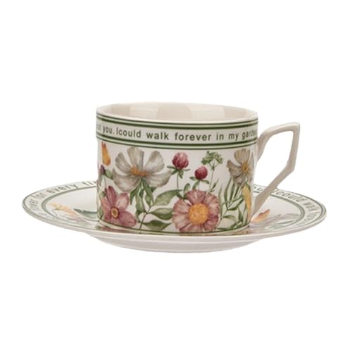 BAZEITFLOW セラミックマグカップ 軽量 持ちやすい ハンドル付き 来客用紅茶カップ ソーサー付き 飲み物用 コーヒーカップ 自宅 オフィス用