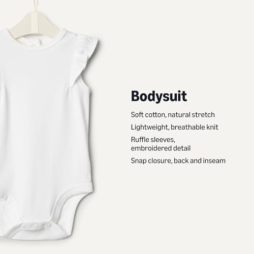 Amazon Essentials Baby Girls' Baby Girls' 2-Pack Sleeveless Ruffle Bodysuit, Light Pink/White, 18 Months - image 2