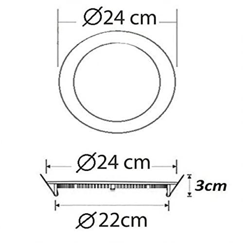 FARETTO LED DA INCASSO 20W ROTONDO SLIM BORDO BIANCO DIAMETRO 24CM KIT 2 PEZZI 4200K