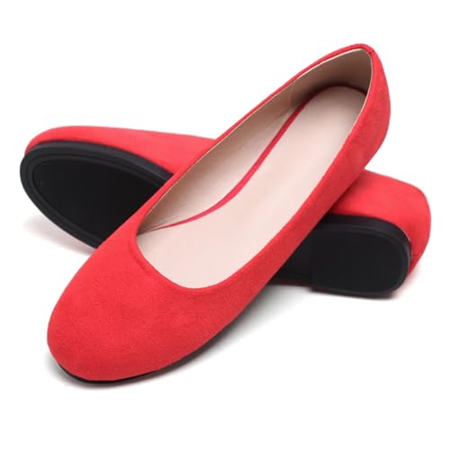 Hee grand Casual Flats for Women Dressy Round Toe Candy Color Slip On Ballet Flats Soft Suede Comfortable Work Flats4