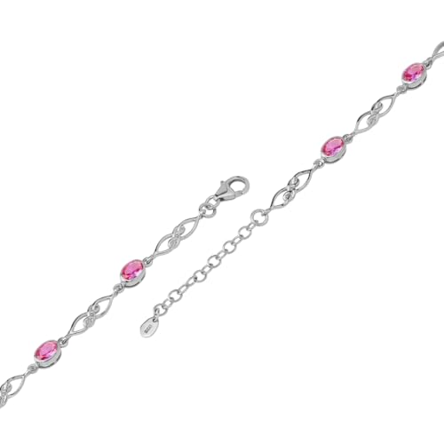 Image of Silvershake Birthstone Gemstones White Gold Plated or Yellow Gold Plated 925 Sterling Silver Scroll /Filigree Celtic Knot Weave 7.25 to 8.75 Inch with Adjustable Extension Bracelet Jewelry for Women