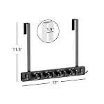 Lorbro Broom Holder Door Mount, Wood Over the Door Broom and Mop Holder - Image 2