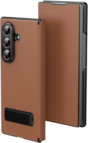 Image of TechTrendz for Samsung Galaxy Z Fold 7 Magnetic Flip Folding Case, Multi-Angle Bracket, Full Body Hinge Protective Slim Cover, Luxurious Business Leather Cover for Fold 7 Back Cover (Brown)