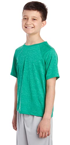 Ixtreme Boys' Athletic T-Shirt - 5 Pack Active Performance Dry-Fit Sports Tee (6-18), Size 12/14, Green/Navy/White/Black/Grey Marble #TOP2