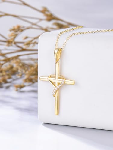 14k Gold Cross Necklace for Women, Mother's Day Gift for Her 14k Gold Irish Celtic Cross Infinity Pendant Faith Necklace Fine Jewelry Birthday Anniversary Valentines Day Gifts for Nana Sister Girlfriend2