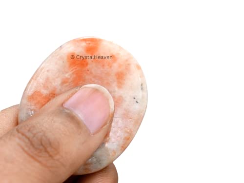 Image of Certified Sunstone Crystal Thumb Worry Pebbles Stones for Stress Relief